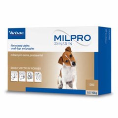 Virbac (Вірбак) Milpro - Таблетки Мільпро - протипаразитарний препарат для собак і цуценят, ефективний антигельмінтик 4 шт./уп. (вес 5-25 кг)