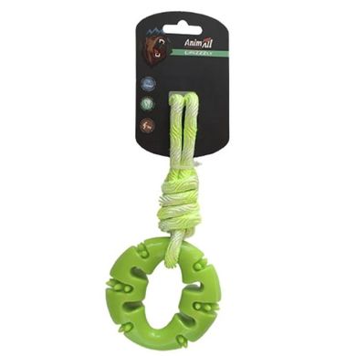 AnimAll (ЭнимАлл) GrizZzly - Игрушка кольцо с канатом для собак 33х10х4 см Зеленый