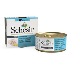 Schesir (Шезір) Tuna & Pineapple - Консервований корм з тунцем і ананасом для дорослих котів (шматочки в желе) 75 г
