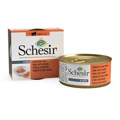 Schesir (Шезір) Tuna & Papaya - Консервований корм з тунцем і папаєю для дорослих котів (шматочки в желе) 75 г