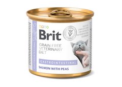 Brit GF Veterinary Diet (Бріт Ветерінарі Дієт) Cat Cans Gastrointestinal - Беззерновий вологий корм з лососем та горохом для котів при захворюваннях шлунково-кишкового тракту 200 г