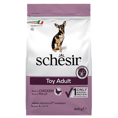 Schesir (Шезир) Dog Toy Adult - Сухой монопротеиновый корм с курицей для взрослых собак мини пород 800 г