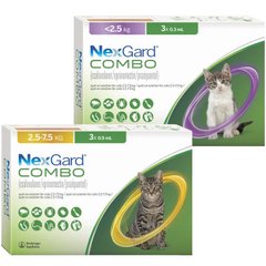 NexGard Combo (НексГард Комбо) - Капли противопаразитарные на холку от блох, клещей и гельминтов для котов (1 пипетка) до 2,5 кг