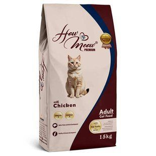 How Meow (Хоу Меоу) Adult Cat - Сухий повнораціонний корм з куркою для дорослих котів, 15 кг