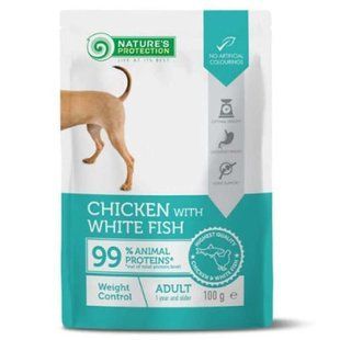 Nature's Protection (Нейчерз Протекшн) Weight Control Dog Adult with Chicken and White fis - Консервований корм з куркою та білою рибою для контролю ваги у дорослих собак (шматочки в соусі), 100 г