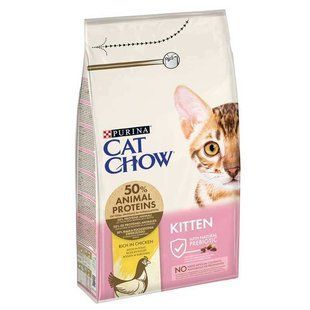 Cat Chow (Кэт Чау) Kitten - Сухой полнорационный корм с курицей для котят, 1,5 кг