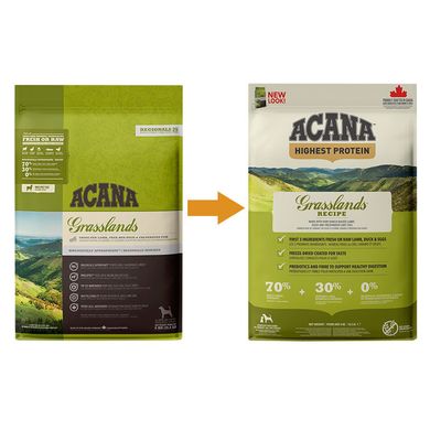 Acana (Акана) Grasslands Dog Recipe – Сухий корм з ягням і качкою для собак різного віку і порід 340 г
