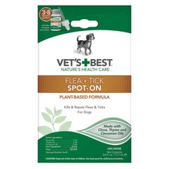 VET`S BEST (Ветс Бест) Flea + Tick Spot-on bottle - Средство от блох и клещей для собак различных пород 17,7 мл