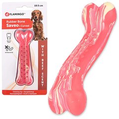 Flamingo (Фламинго) Rubber Saveo Curved Bone Beef - жевательная игрушка для собак, вкус говядины S