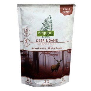Isegrim (Изегрим) Pouch Roots Deer & Game - Консервированный корм с олениной, дичью и корнем петрушки для взрослых собак, 410 г