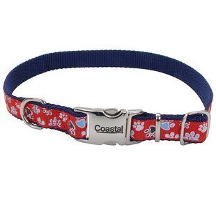 Coastal (Костал) Pet Attire Ribbon - Нашийник для собак, 2,5х65см 2,5х65 см "Червоний з лапками"