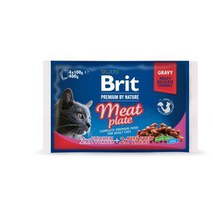 Brit Premium (Бріт Преміум) Cat Meat Plate - Набір паучів "М'ясна тарілка" для котів 4х100 г