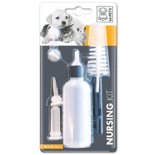 M-Pets (М-петс) Nursing Kit - Бутылочка с сосками и ершиком для кормления щенков, котят и грызунов, 10х19,5х3,5 см
