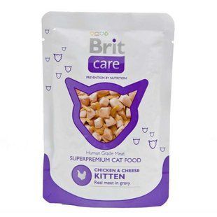 Brit Care (Бріт Кеа) Kitten Chicken & Cheese pouch - Вологий корм з куркою та сиром для кошенят (паучі) 80 г