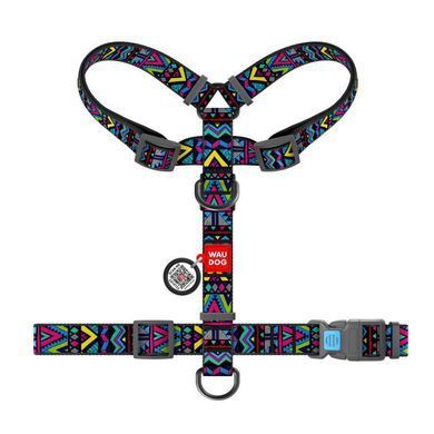 Collar (Коллар) WAUDOG Nylon - Анатомічна H-подібна шлея для собак c малюнком "Інді" і QR паспортом M/40-70х50-80 см