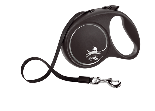 Flexi (Флексі) Black Design M - Повідець-рулетка для собак середніх порід, стрічка (5 м, до 25 кг) M Срібний