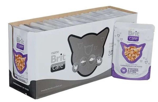 Brit Care (Бріт Кеа) Kitten Chicken & Cheese pouch - Вологий корм з куркою та сиром для кошенят (паучі) 80 г
