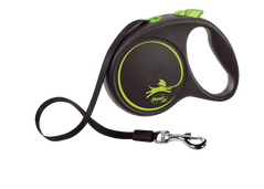 Flexi (Флексі) Black Design M - Повідець-рулетка для собак середніх порід, стрічка (5 м, до 25 кг) M Зелений