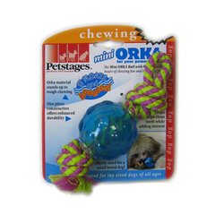 Petstages (Петстейджес) Mini Orka Ball with rope - Игрушка для собак "Орка мини мячик с канатиками" 6 см