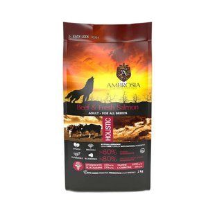 Ambrosia (Амброзия) Grain Free Dog Adult Beef & Fresh Salmon - Сухой беззерновой корм с говядиной и свежим лососем для взрослых собак, 12 кг