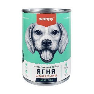 Wanpy (Ванпи) lamb chunk - лакомство ягненка кусочки влажный корм консервы для собак, банка 375 г