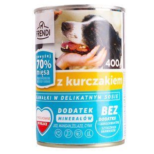 Frendi (Френді) Dog Chicken Chunks in Sauce - Консервований корм з куркою для дорослих собак різних порід (шматочки в соусі) 400 г