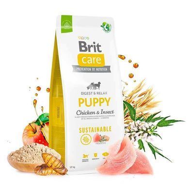 Brit Care (Бріт Кеа) Dog Sustainable Puppy - Сухий корм з куркою та комахами для цуценят, 1 кг