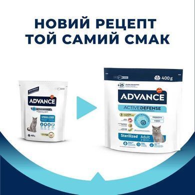 Advance (Едванс) (Едванс) Cat Sterilized Adult Turkey - Сухий корм з індичкою для стерилізованих кішок, 400 г