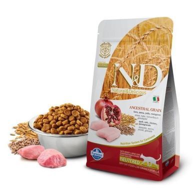 Farmina (Фармина) N&D Low Grain Cat Neutered Chicken Adult - Низкозерновой сухой корм с курицей и гранатом для стерилизованных взрослых котов, 10 кг