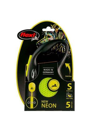 Flexi (Флекси) New Neon - Поводок-рулетка для собак, светящийся в темноте, трос M Желтый