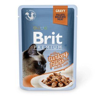 Brit Premium (Бріт Преміум) Cat Turkey fillets in Gravy - Вологий корм зі шматочками з філе індички в соусі для котів 85 г