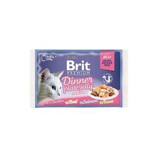 Brit Premium (Бріт Преміум) Cat Dinner Plate Jelly - Набір паучів "Обідня тарілка" в желе для котів 4х85 г