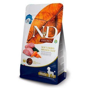 Farmina (Фармина) N&D Brown Lamb, Spirulina&Carrot Adult Mini Dog - Сухой беззерновой корм с ягненком и спирулиной для собак мелких пород с коричневой шерстью, 5 кг