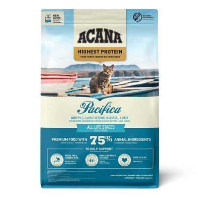Acana (Акана) Pacifica Cat - Сухой корм с сельдью, макрелью и хеком для кошек всех возрастов, 1,8 кг
