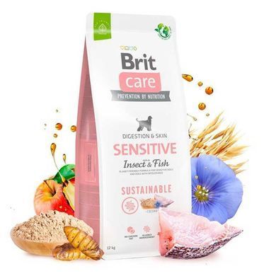 Brit Care (Брит Кеа) Dog Sustainable Sensitive - Сухой корм с рыбой и насекомыми для собак с чувствительным пищеварением, 3 кг