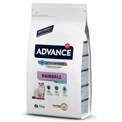 Advance (Едванс) Cat Sterilized Hairball Turkey - Сухий корм з індичкою для стерилізованих котів і для профілактики утворення грудок вовни в ШКТ 1,5 кг