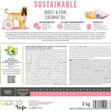 Brit Care (Брит Кеа) Dog Sustainable Sensitive - Сухой корм с рыбой и насекомыми для собак с чувствительным пищеварением, 3 кг