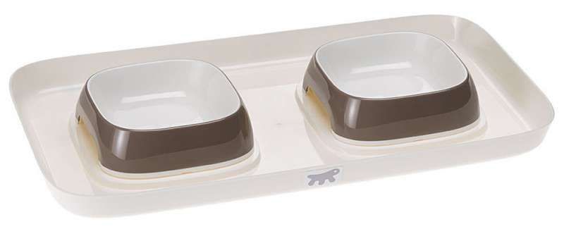 Ferplast (Ферпласт) GLAM TRAY - Пластиковый поднос с мисками для кошек и собак 400 мл Серый
