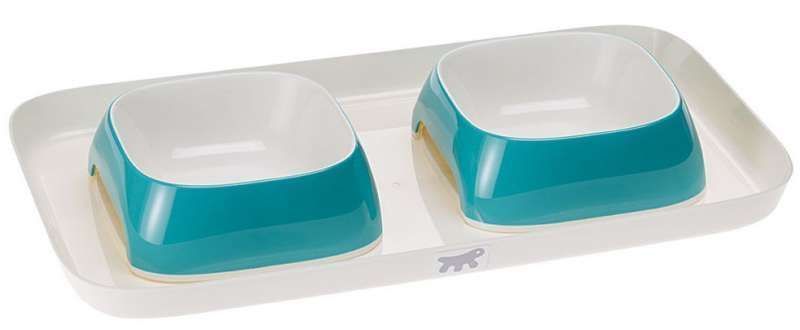 Ferplast (Ферпласт) GLAM TRAY - Пластиковый поднос с мисками для кошек и собак 400 мл Серый