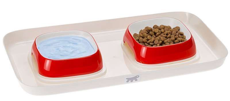 Ferplast (Ферпласт) GLAM TRAY - Пластиковый поднос с мисками для кошек и собак 400 мл Серый