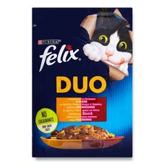 Felix (Фелікс) Duo - Вологий корм з індичкою та печінкою для котів (шматочки в желе) 85 г
