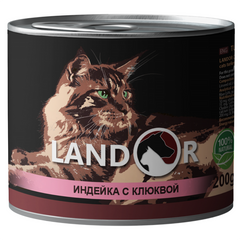 Landor (Ландор) Sterilized Cat Turkey&Cranberry - Консервований корм з індичкою і журавлиною для стерилізованих дорослих котів 200 г