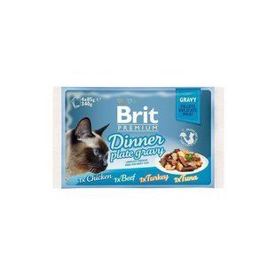 Brit Premium (Бріт Преміум) Cat Dinner Plate Gravy - Набір паучів "Обідня тарілка" в соусі для котів 4х85 г