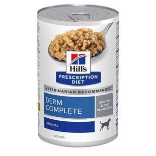 Hill's (Хіллс) Prescription Diet Derm Complete - Консервований лікувальний корм при харчовій алергії та атопічному дерматиті для собак (паштет), 370 г