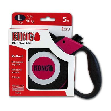 KONG (Конг) Reflect M - Поводок-рулетка для собак средних пород со светоотражателями M Зеленый