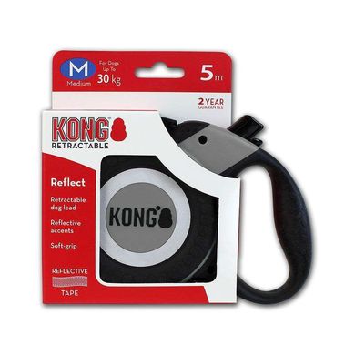 KONG (Конг) Reflect M - Поводок-рулетка для собак средних пород со светоотражателями M Зеленый