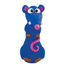 Petstages (Петстейджес) - Игрушка-пищалка для малых и средних пород собак "Синяя Крыса Розовый Нос" 16 см/4-6 см