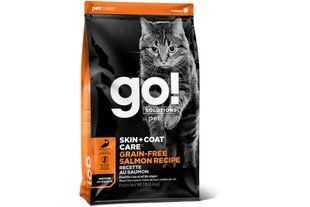 GO! (Гоу!) SOLUTIONS Skin+Coat Care Grain Free Salmon Recipe - Сухой беззерновой корм с лососем для котят и кошек 7,26 кг