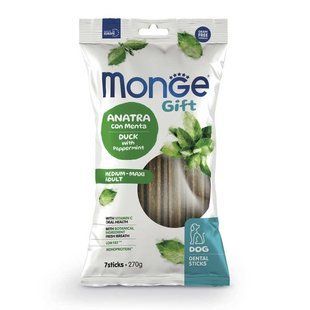Monge (Монж) Gift Dog Medium & Maxi Duck with Peppermint - Лакомства Жевательные палочки с уткой и мятой для собак, 270 г / 7 шт.
