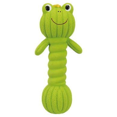 Trixie (Трикси) Dumbbell Frog - Игрушка Гантель-лягушонок с пищалкой для собак, Цвета в ассортименте, 18 см
